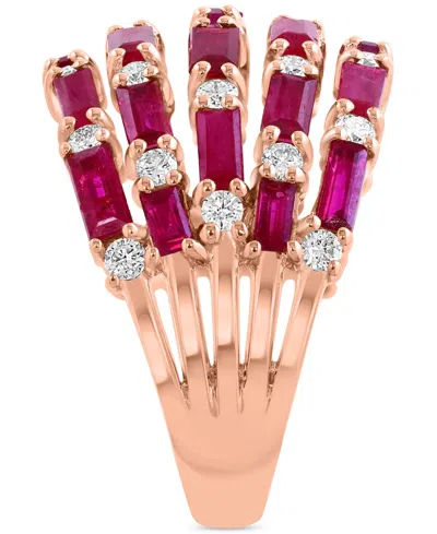 Effy Collection Diamond (5/8 Ct. T.w.) & Blue Sapphire (3 Ct. T.w.) Ring In 14k White Gold (available In Pink Sapphi