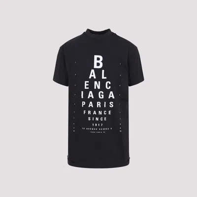 Balenciaga High Neck Black Tee With Contrasting Text