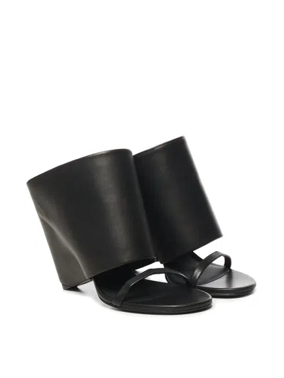 Courrèges Leather Wedge Mules In Black
