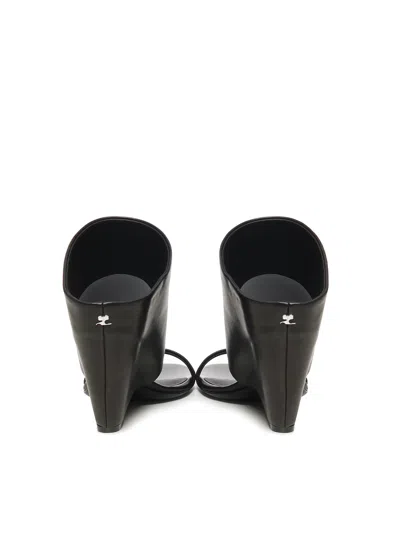 Courrèges Leather Wedge Mules In Black