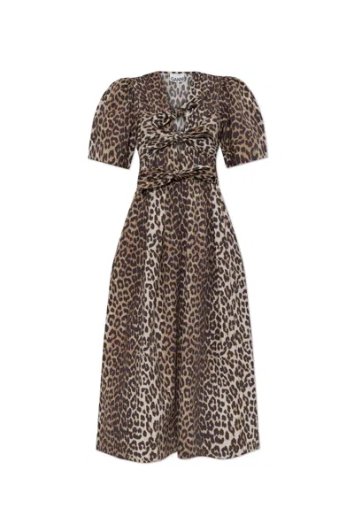 Ganni Women Leopard-print Midi Dress In Multi