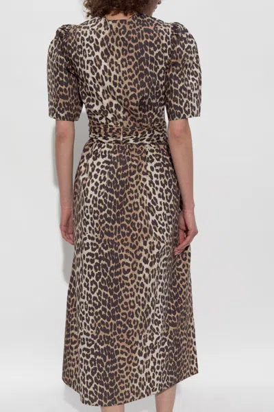 Ganni Women Leopard-print Midi Dress In Multi