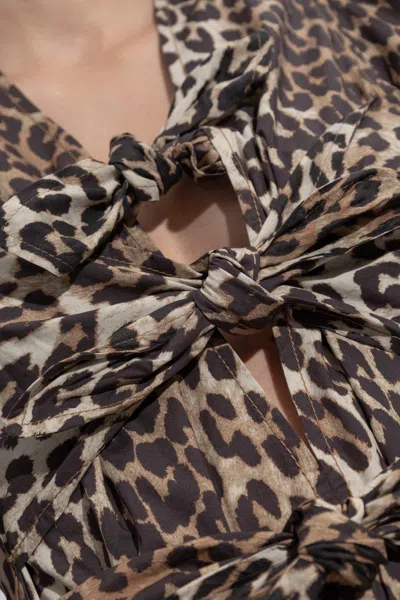 Ganni Women Leopard-print Midi Dress In Multi