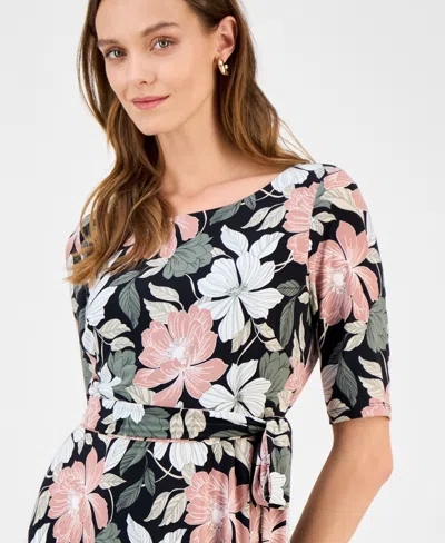 Kasper Women's Printed Elbow-sleeve Midi Dress, Regular & Petite In Multi