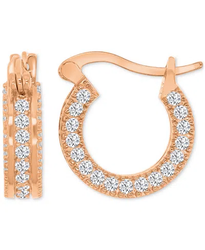 Macy's Cubic Zirconia Huggie Hoop Earrings In Sterling Silver