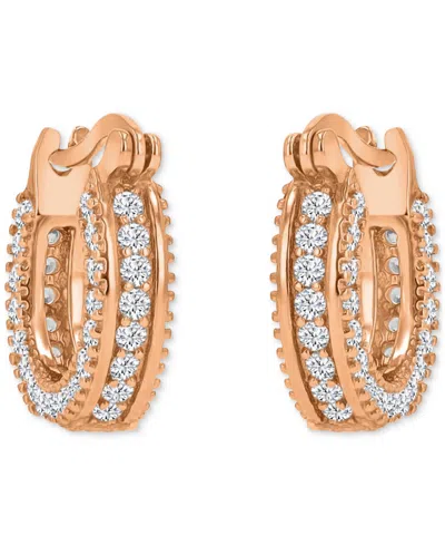 Macy's Cubic Zirconia Huggie Hoop Earrings In Sterling Silver