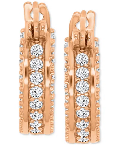 Macy's Cubic Zirconia Huggie Hoop Earrings In Sterling Silver