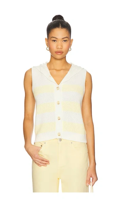 Central Park West Daphne Striped Hooded Tank In Yellow