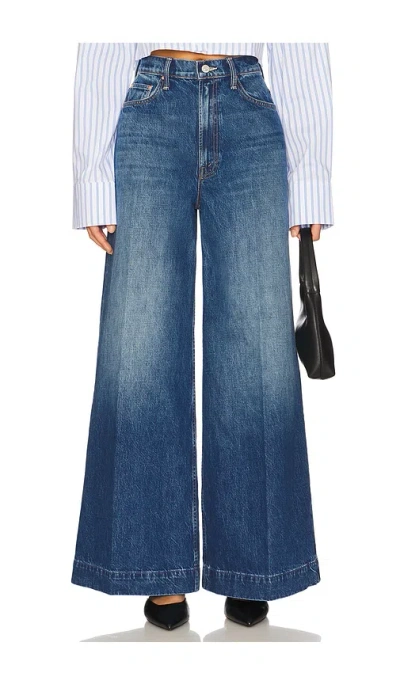 Mother Womens Green Thumb The Headliner Sneak Wide-leg Denim Jeans In Blue