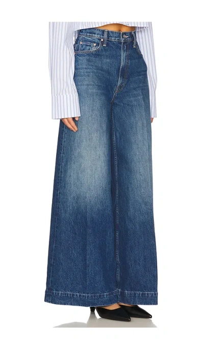 Mother Womens Green Thumb The Headliner Sneak Wide-leg Denim Jeans In Blue