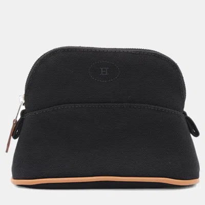 Pre-owned Hermes Black Cotton Leather Bolide Mini Pouch