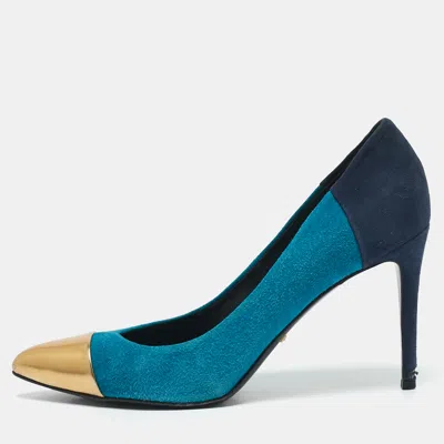 Pre-owned Gucci Tricolor Suede And Leather Pointed Cap Toe Pumps Size 40 In Multi