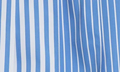 Thom Browne Awning Striped Poplin Funmix Pleated Skirt In Blue