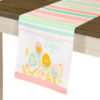 Northlight Striped Pastel Happy Easter Table Runner