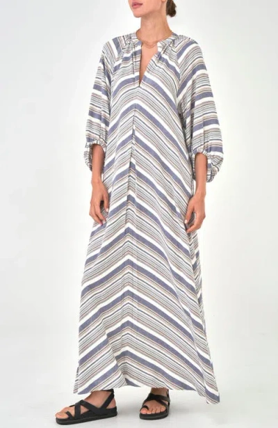 Ocean + Main Ocean+main Striped Maxi Dress In Multi