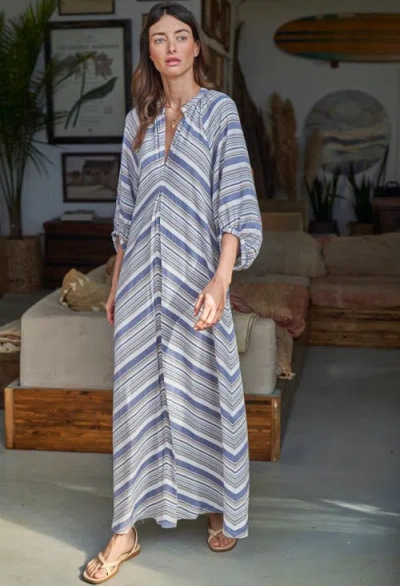 Ocean + Main Ocean+main Striped Maxi Dress In Multi