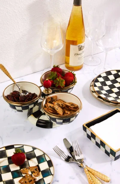 Mackenzie-childs Mackenzie Childs Courtly Check Set Of 4 Enamel Salad Plates