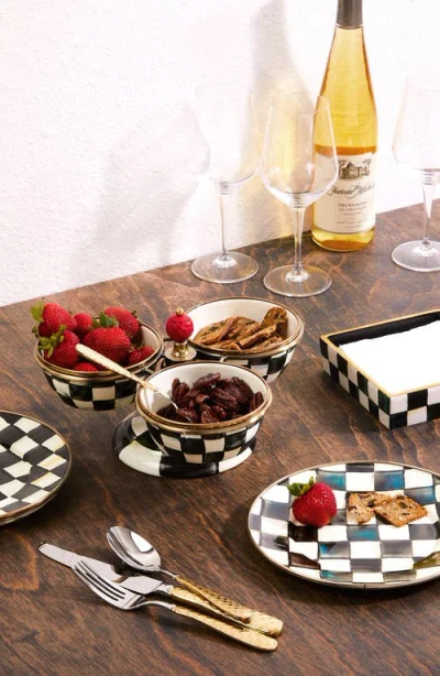 Mackenzie-childs Mackenzie Childs Courtly Check Set Of 4 Enamel Salad Plates