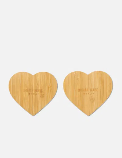Human Made Heart Bamboo Coaster Set (set Of 2) In Red