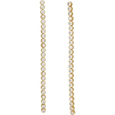 Kurt Geiger London Cubic Zirconia & Faux Pearl Linear Drop Earrings