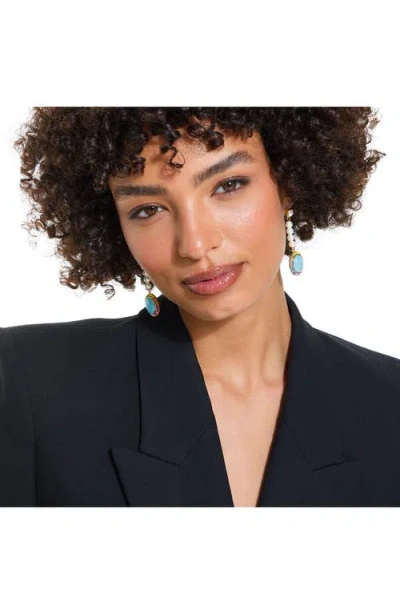 Kurt Geiger London Faux Pearl & Crystal Linear Drop Earrings