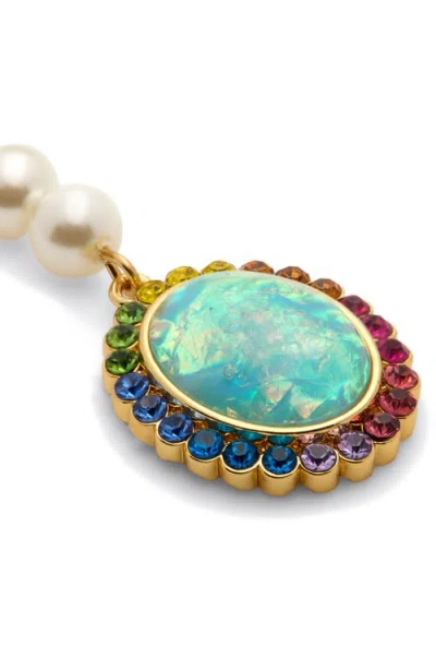 Kurt Geiger London Faux Pearl & Crystal Linear Drop Earrings