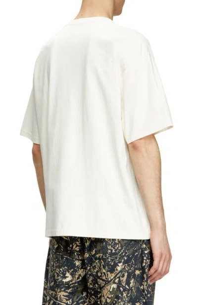 Diesel T-shirt With Distressed Flocked Logo In White