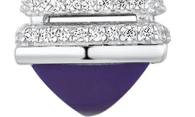 Suzy Levian Sterling Silver Pave White Cubic Zirconia Blue Enamel Eiffel Tower Paris Pendant