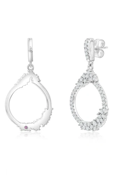 Suzy Levian White Cubic Zirconia Sterling Silver Open Pear Shape Drop Earrings