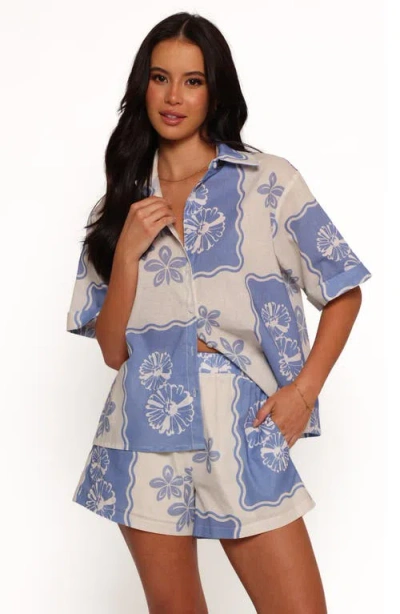 Petal And Pup Petal & Pup Shellie Print Pull-on Shorts In Blue