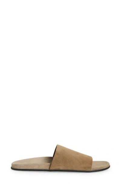 The Row Hugh Suede Flat Slide Sandals In Nude