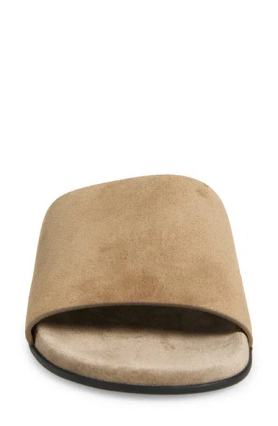 The Row Hugh Suede Flat Slide Sandals In Nude