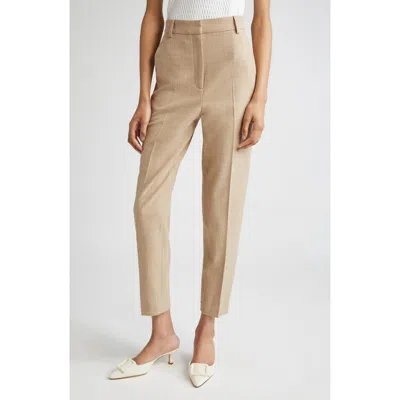 St John St. John Collection Heathered Stretch Suiting Ankle Pants In Brown
