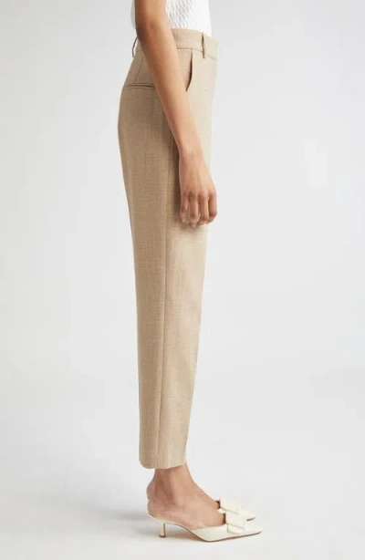 St John St. John Collection Heathered Stretch Suiting Ankle Pants In Brown