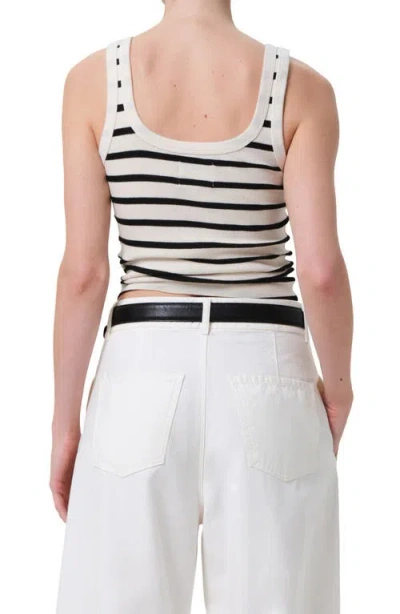 Citizen Of Humanity Citizens Of Humanity Faye Stripe Crop Organic Cotton Blend Tank In White