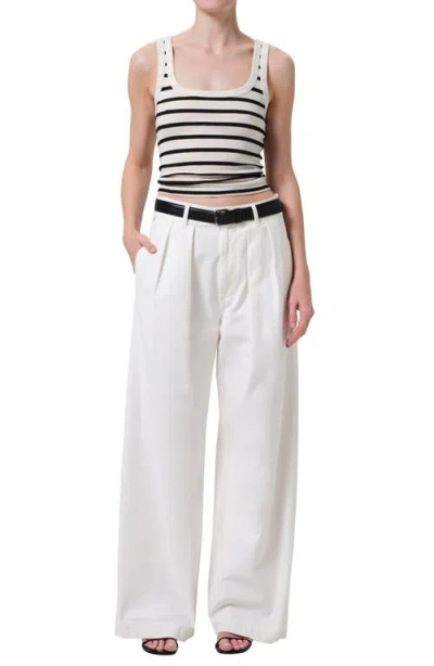 Citizen Of Humanity Citizens Of Humanity Faye Stripe Crop Organic Cotton Blend Tank In White