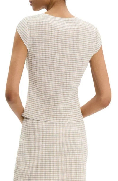 Theory Gingham Crinkle Cap Sleeve Top