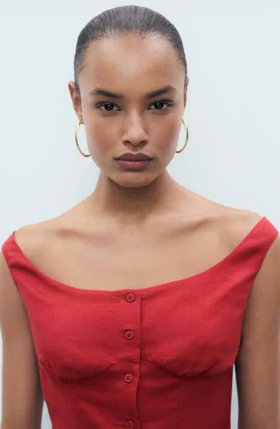 Mango Linen-blend Dress With Buttons Dark Orange In White