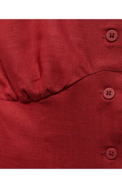 Mango Linen-blend Dress With Buttons Dark Orange In White