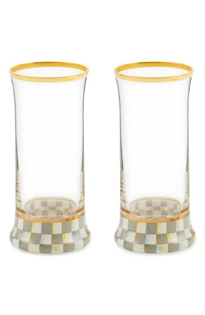 Mackenzie-childs Sterling Check Highball Glass, Set Of 2