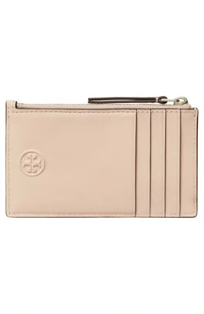 Tory Burch Fleming Quilted Zip Leather Card Case In Pink