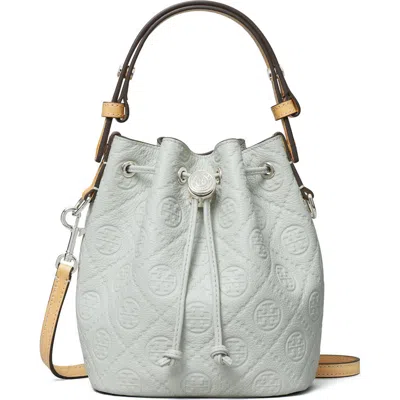 Tory Burch Mini T Monogram Pebble Leather Bucket Bag