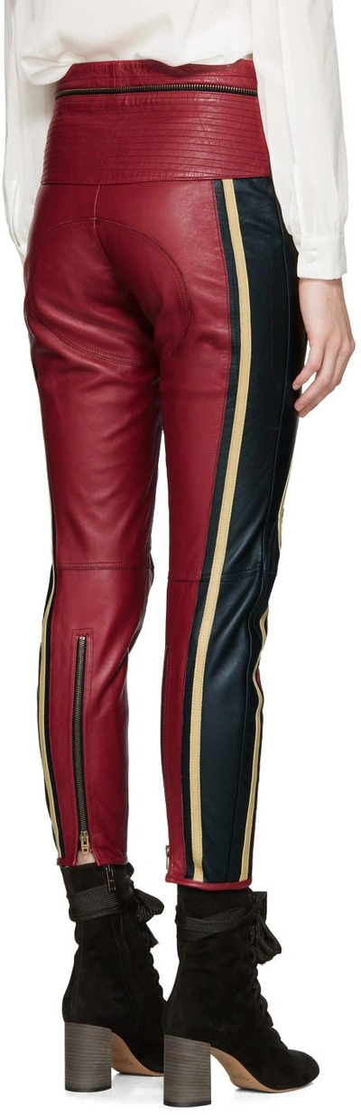Shop Chloé Black & Red Leather Biker Pants