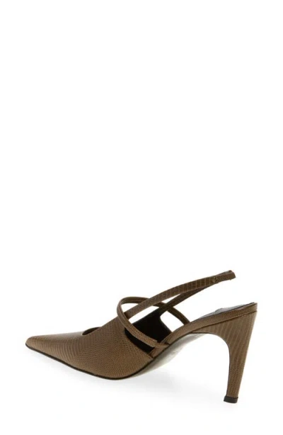 Totême Toteme Lizard Embossed Sharp Pointed Toe Slingback Pump In Brown