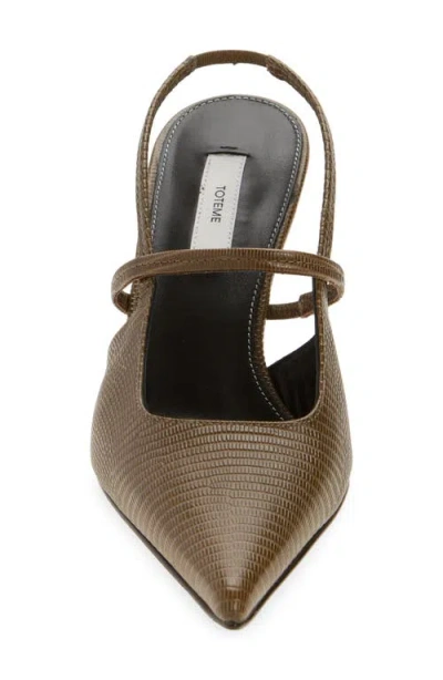 Totême Toteme Lizard Embossed Sharp Pointed Toe Slingback Pump In Brown