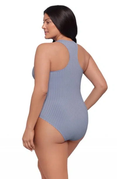 S3 Ribbed High Neck Snap Front One Piece Swimsuit