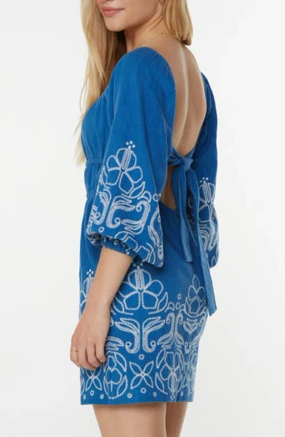 Roxy Juniors' Under The Palms Cotton Mini Dress In Blue