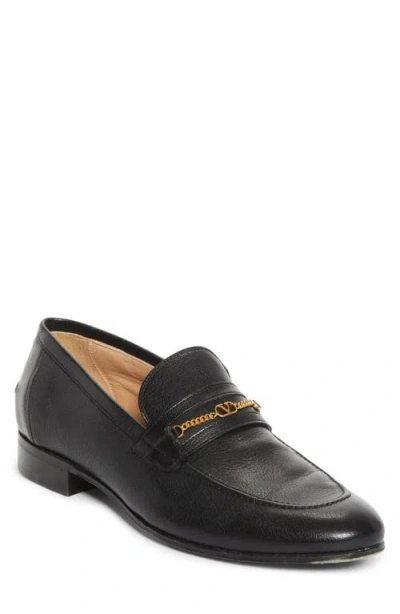Valentino Garavani Vlogo Signautre Leather Loafers In Black