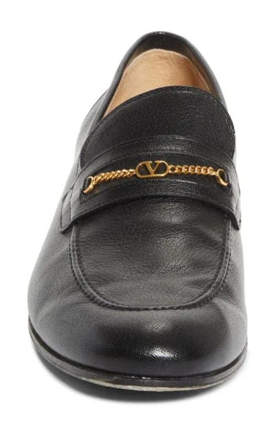 Valentino Garavani Vlogo Signautre Leather Loafers In Black