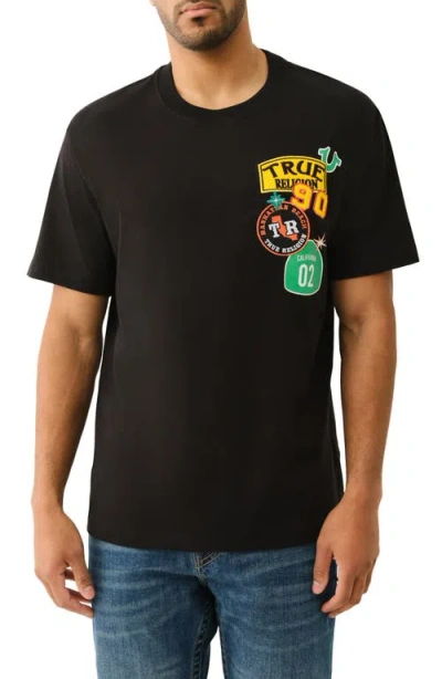 True Religion Short Sleeve Freeway Patch Tee In Black